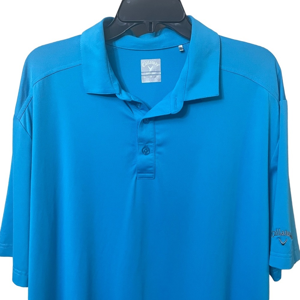 Callaway Golf Mens XL Turquise Blue Opti-Dri Short Sleeve Polo Shirt Embroidered